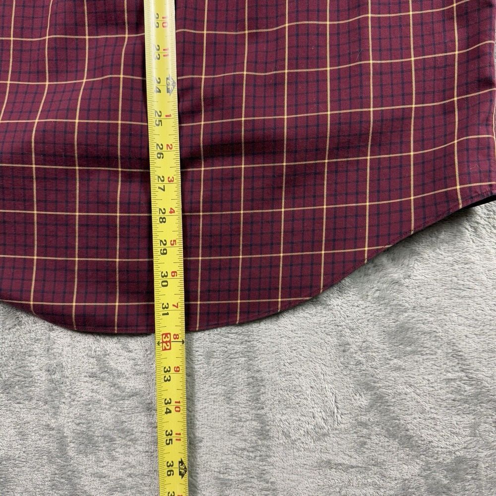 Brooks Brothers 346 Dress Shirt Men Medium Maroon Plaid Check Button-Down Preppy - Picture 10 of 12